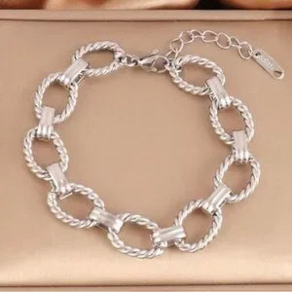 Silver Plated Stainless Steel Chain Linked Bracelet